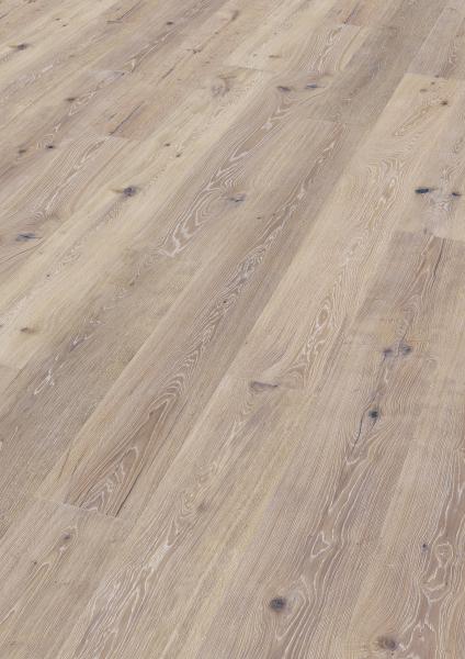 Landhausdiele Eiche XL Schlossdiele Whitewash, gebürstet, handgehobelt, gekalkt, weiß geölt 3,43m²/Paket